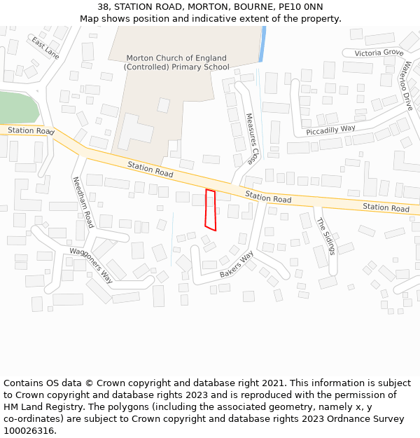 38, STATION ROAD, MORTON, BOURNE, PE10 0NN: Location map and indicative extent of plot