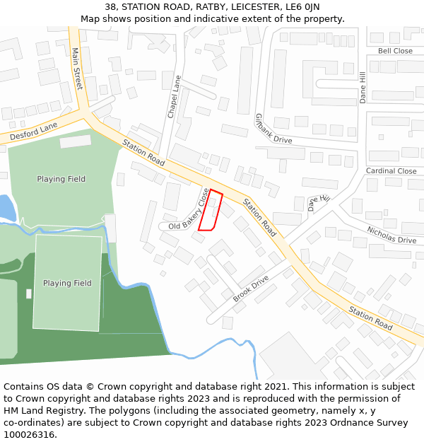38, STATION ROAD, RATBY, LEICESTER, LE6 0JN: Location map and indicative extent of plot