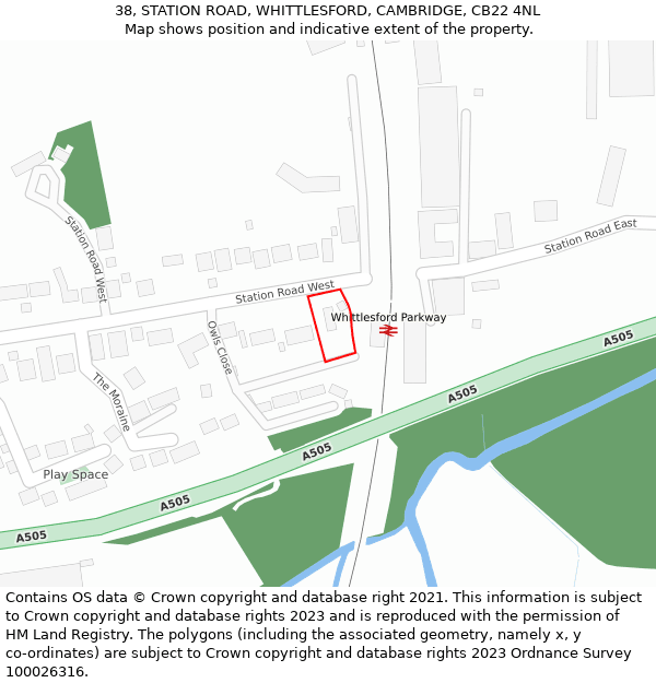 38, STATION ROAD, WHITTLESFORD, CAMBRIDGE, CB22 4NL: Location map and indicative extent of plot