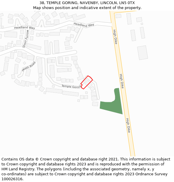 38, TEMPLE GORING, NAVENBY, LINCOLN, LN5 0TX: Location map and indicative extent of plot