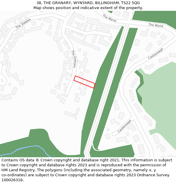 38, THE GRANARY, WYNYARD, BILLINGHAM, TS22 5QG: Location map and indicative extent of plot