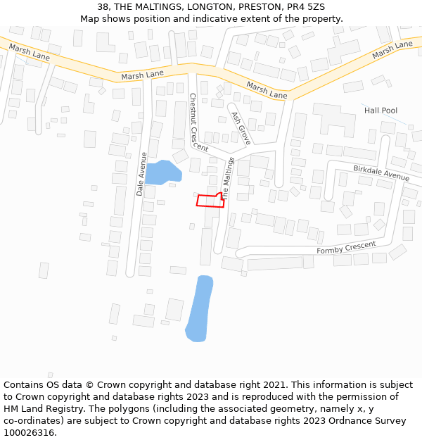 38, THE MALTINGS, LONGTON, PRESTON, PR4 5ZS: Location map and indicative extent of plot