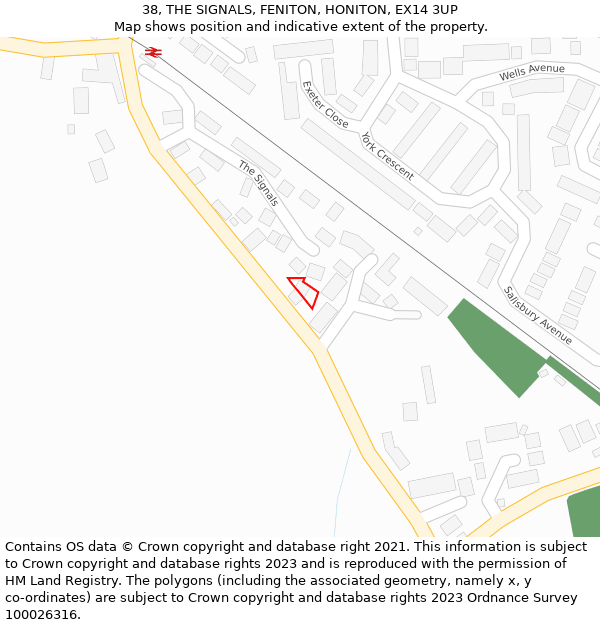 38, THE SIGNALS, FENITON, HONITON, EX14 3UP: Location map and indicative extent of plot
