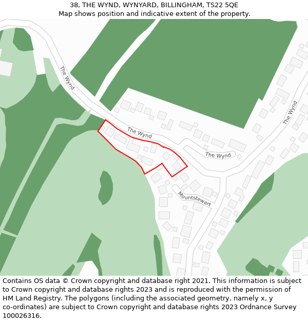 38, THE WYND, WYNYARD, BILLINGHAM, TS22 5QE: Location map and indicative extent of plot