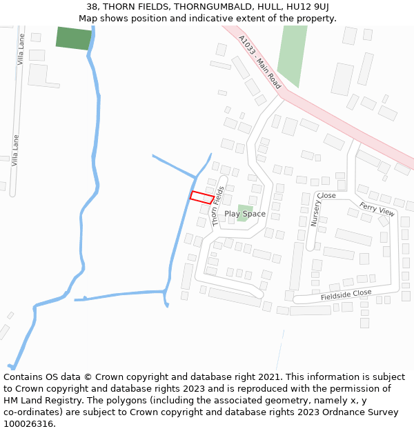 38, THORN FIELDS, THORNGUMBALD, HULL, HU12 9UJ: Location map and indicative extent of plot