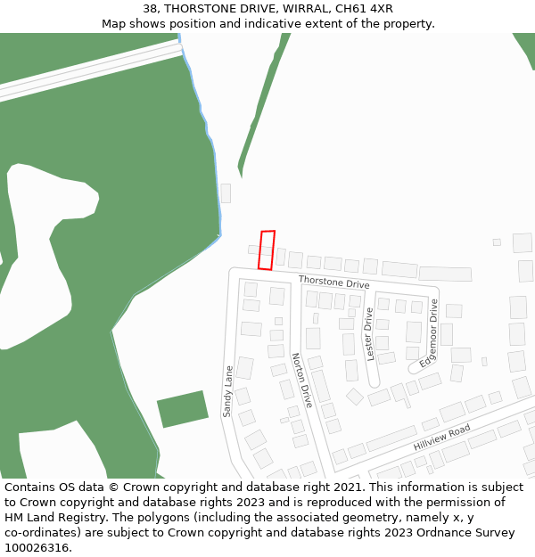 38, THORSTONE DRIVE, WIRRAL, CH61 4XR: Location map and indicative extent of plot