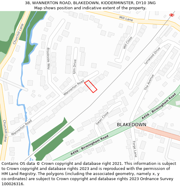 38, WANNERTON ROAD, BLAKEDOWN, KIDDERMINSTER, DY10 3NG: Location map and indicative extent of plot
