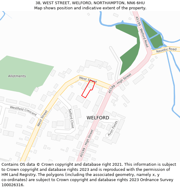 38, WEST STREET, WELFORD, NORTHAMPTON, NN6 6HU: Location map and indicative extent of plot