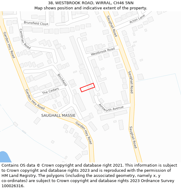 38, WESTBROOK ROAD, WIRRAL, CH46 5NN: Location map and indicative extent of plot