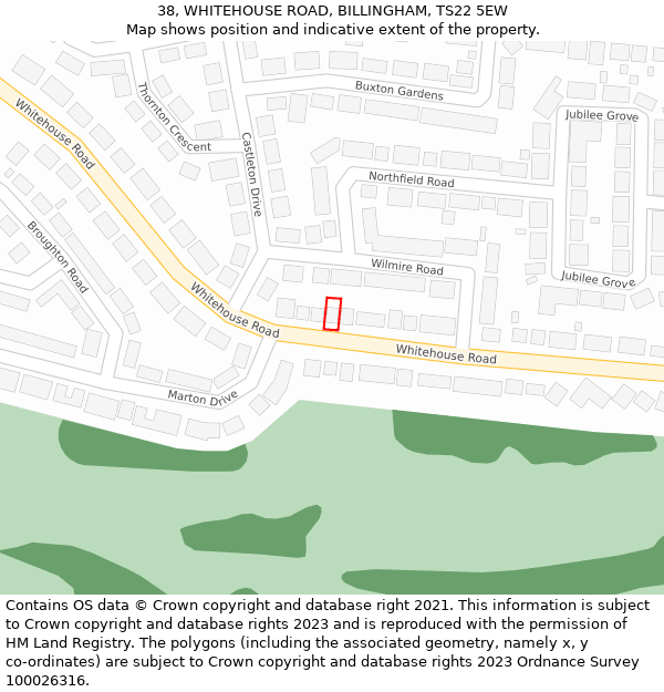 38, WHITEHOUSE ROAD, BILLINGHAM, TS22 5EW: Location map and indicative extent of plot