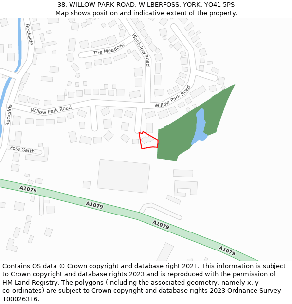 38, WILLOW PARK ROAD, WILBERFOSS, YORK, YO41 5PS: Location map and indicative extent of plot