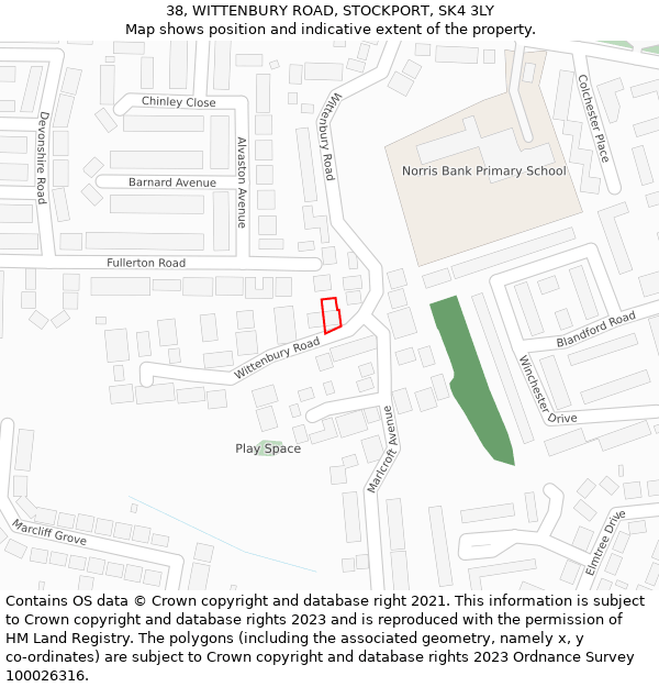 38, WITTENBURY ROAD, STOCKPORT, SK4 3LY: Location map and indicative extent of plot
