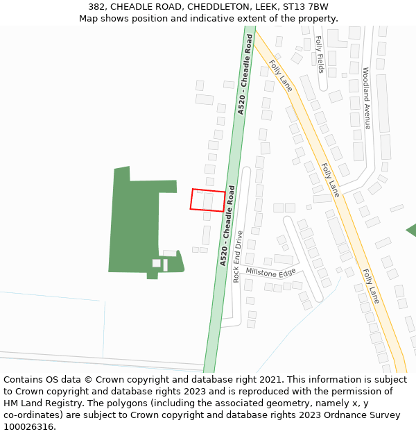 382, CHEADLE ROAD, CHEDDLETON, LEEK, ST13 7BW: Location map and indicative extent of plot