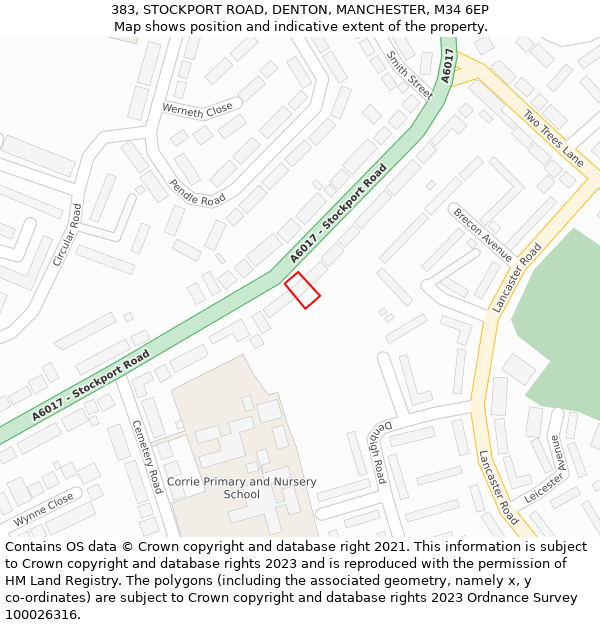 383, STOCKPORT ROAD, DENTON, MANCHESTER, M34 6EP: Location map and indicative extent of plot