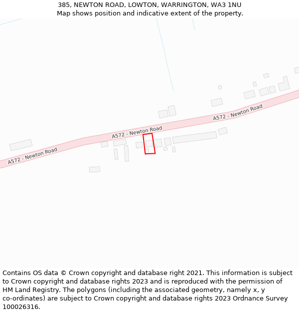 385, NEWTON ROAD, LOWTON, WARRINGTON, WA3 1NU: Location map and indicative extent of plot