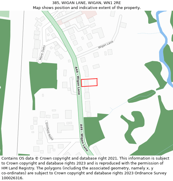 385, WIGAN LANE, WIGAN, WN1 2RE: Location map and indicative extent of plot
