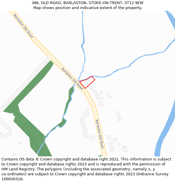 386, OLD ROAD, BARLASTON, STOKE-ON-TRENT, ST12 9EW: Location map and indicative extent of plot