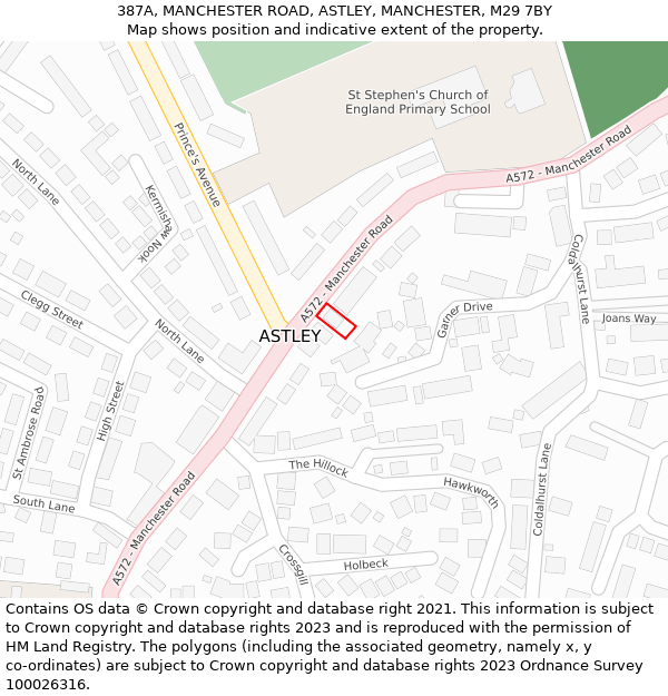 387A, MANCHESTER ROAD, ASTLEY, MANCHESTER, M29 7BY: Location map and indicative extent of plot