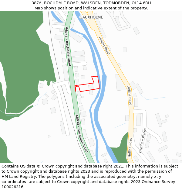 387A, ROCHDALE ROAD, WALSDEN, TODMORDEN, OL14 6RH: Location map and indicative extent of plot