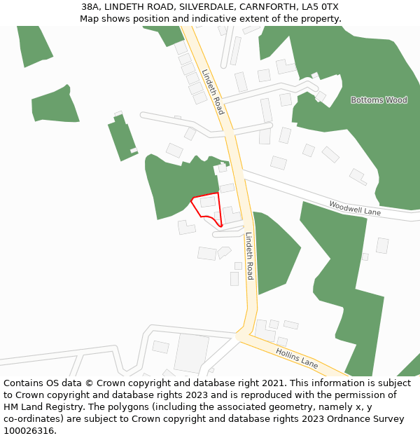 38A, LINDETH ROAD, SILVERDALE, CARNFORTH, LA5 0TX: Location map and indicative extent of plot