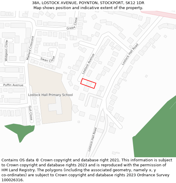38A, LOSTOCK AVENUE, POYNTON, STOCKPORT, SK12 1DR: Location map and indicative extent of plot