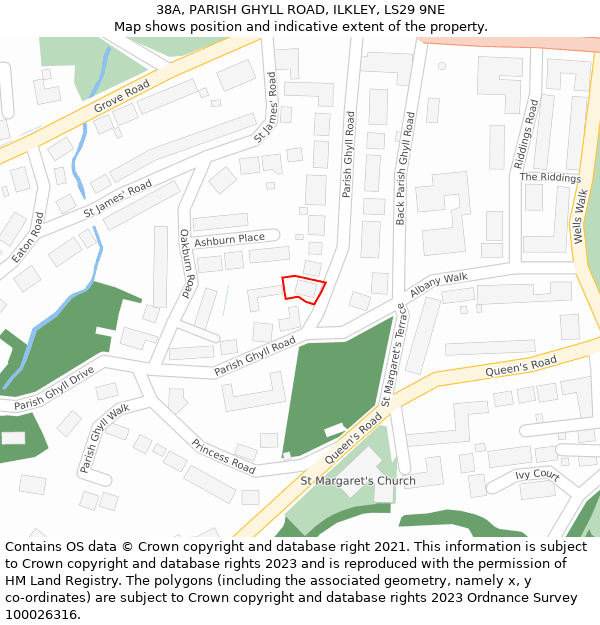 38A, PARISH GHYLL ROAD, ILKLEY, LS29 9NE: Location map and indicative extent of plot