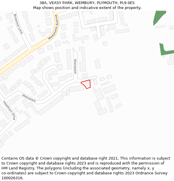 38A, VEASY PARK, WEMBURY, PLYMOUTH, PL9 0ES: Location map and indicative extent of plot