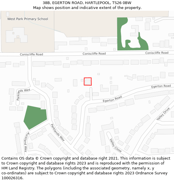 38B, EGERTON ROAD, HARTLEPOOL, TS26 0BW: Location map and indicative extent of plot