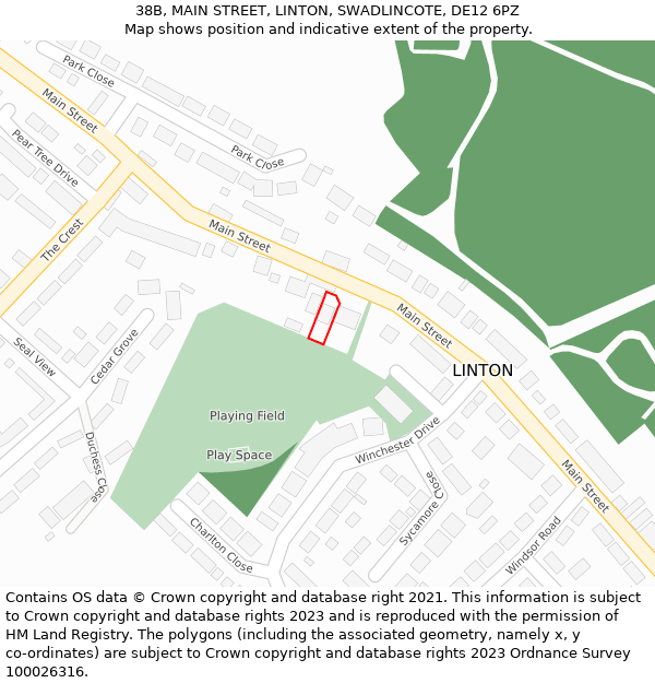 38B, MAIN STREET, LINTON, SWADLINCOTE, DE12 6PZ: Location map and indicative extent of plot