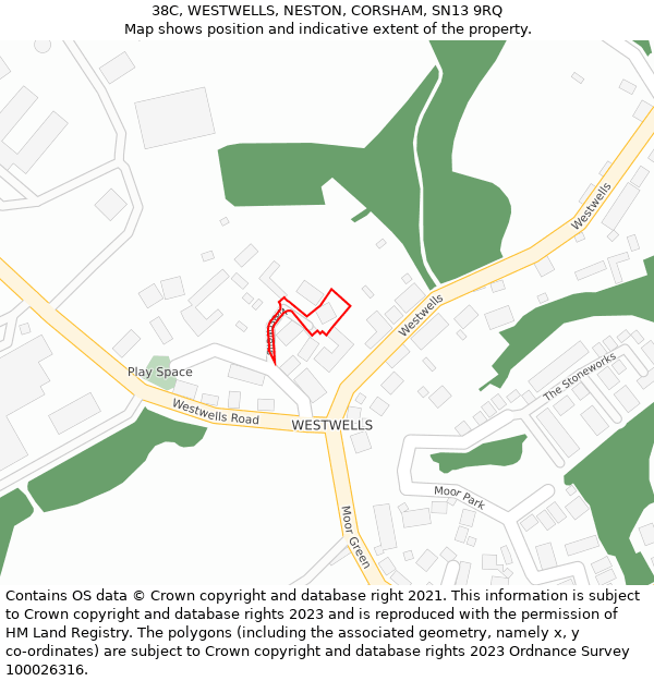 38C, WESTWELLS, NESTON, CORSHAM, SN13 9RQ: Location map and indicative extent of plot