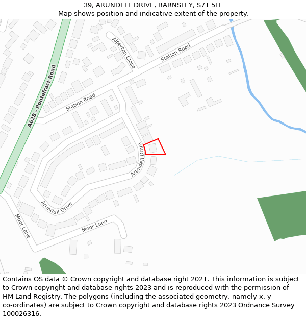 39, ARUNDELL DRIVE, BARNSLEY, S71 5LF: Location map and indicative extent of plot