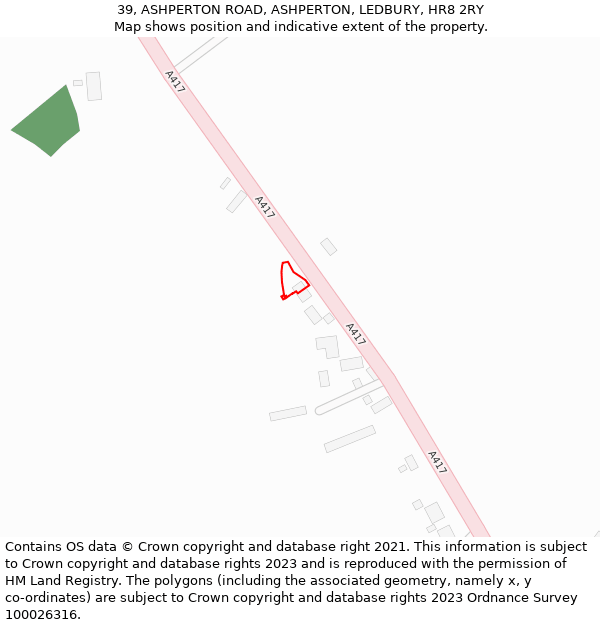 39, ASHPERTON ROAD, ASHPERTON, LEDBURY, HR8 2RY: Location map and indicative extent of plot