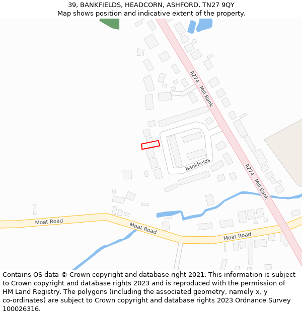 39, BANKFIELDS, HEADCORN, ASHFORD, TN27 9QY: Location map and indicative extent of plot