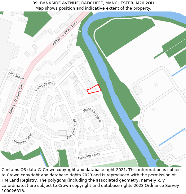 39, BANKSIDE AVENUE, RADCLIFFE, MANCHESTER, M26 2QH: Location map and indicative extent of plot