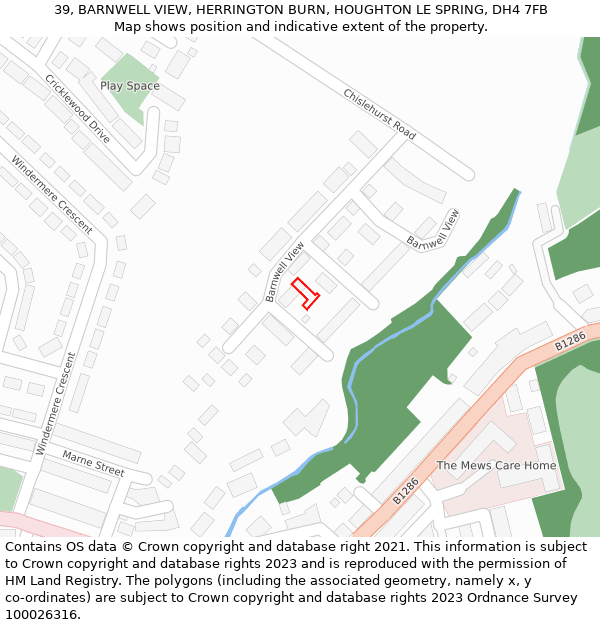 39, BARNWELL VIEW, HERRINGTON BURN, HOUGHTON LE SPRING, DH4 7FB: Location map and indicative extent of plot