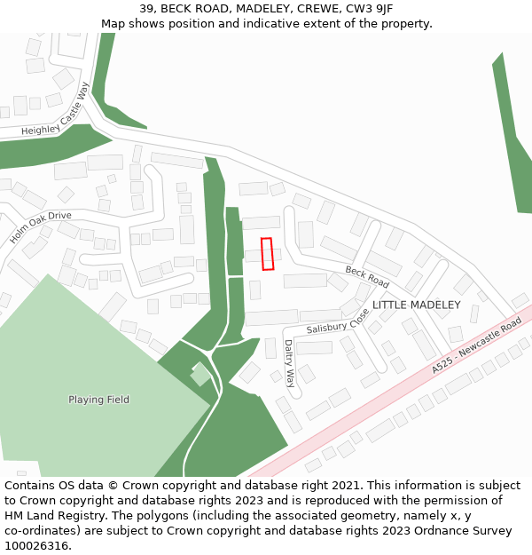 39, BECK ROAD, MADELEY, CREWE, CW3 9JF: Location map and indicative extent of plot