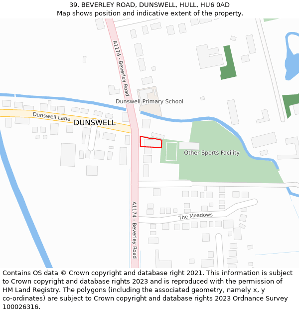 39, BEVERLEY ROAD, DUNSWELL, HULL, HU6 0AD: Location map and indicative extent of plot