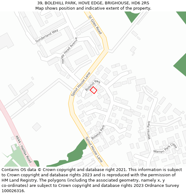 39, BOLEHILL PARK, HOVE EDGE, BRIGHOUSE, HD6 2RS: Location map and indicative extent of plot