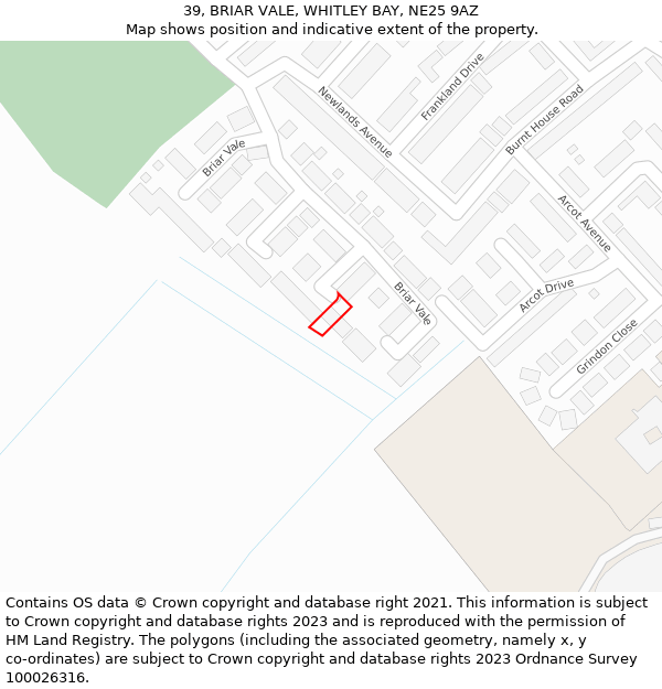 39, BRIAR VALE, WHITLEY BAY, NE25 9AZ: Location map and indicative extent of plot
