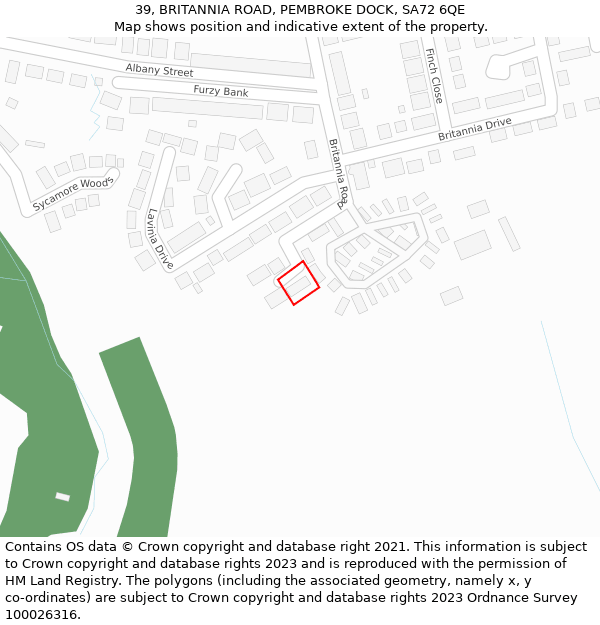 39, BRITANNIA ROAD, PEMBROKE DOCK, SA72 6QE: Location map and indicative extent of plot