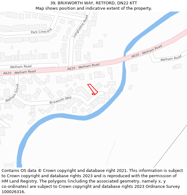 39, BRIXWORTH WAY, RETFORD, DN22 6TT: Location map and indicative extent of plot