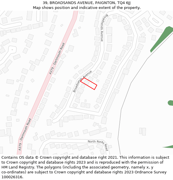 39, BROADSANDS AVENUE, PAIGNTON, TQ4 6JJ: Location map and indicative extent of plot
