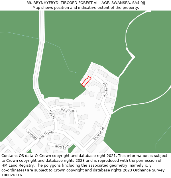 39, BRYNHYFRYD, TIRCOED FOREST VILLAGE, SWANSEA, SA4 9JJ: Location map and indicative extent of plot