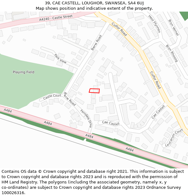 39, CAE CASTELL, LOUGHOR, SWANSEA, SA4 6UJ: Location map and indicative extent of plot