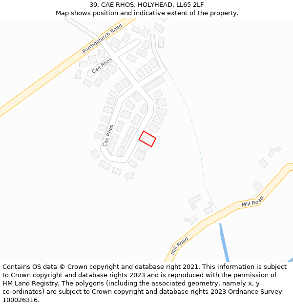 39, CAE RHOS, HOLYHEAD, LL65 2LF: Location map and indicative extent of plot