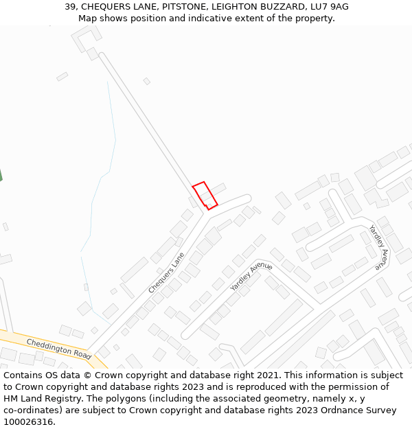 39, CHEQUERS LANE, PITSTONE, LEIGHTON BUZZARD, LU7 9AG: Location map and indicative extent of plot