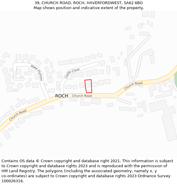 39, CHURCH ROAD, ROCH, HAVERFORDWEST, SA62 6BG: Location map and indicative extent of plot