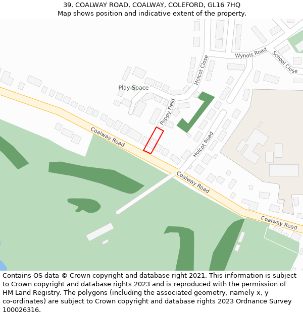 39, COALWAY ROAD, COALWAY, COLEFORD, GL16 7HQ: Location map and indicative extent of plot