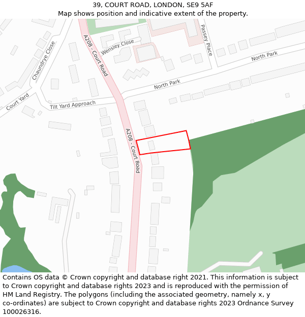 39, COURT ROAD, LONDON, SE9 5AF: Location map and indicative extent of plot