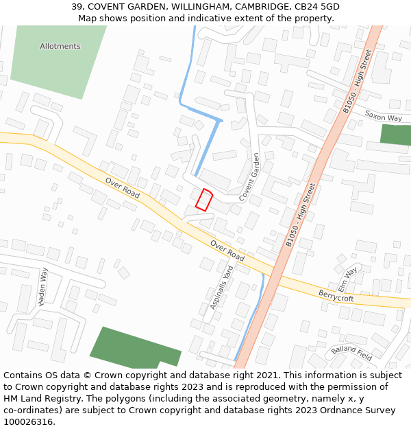 39, COVENT GARDEN, WILLINGHAM, CAMBRIDGE, CB24 5GD: Location map and indicative extent of plot